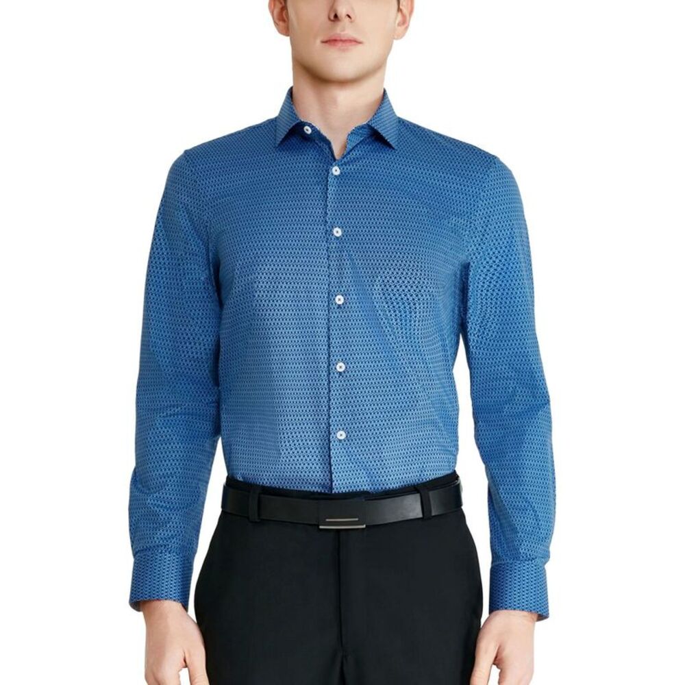 Tallia Mens Geo-Link Stretch Button Down Dress Shirt, NWT